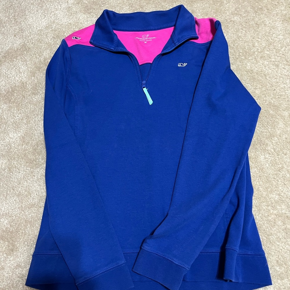 Vineyard Vines Women's Cowl Neck Sweater in Blue and Pink